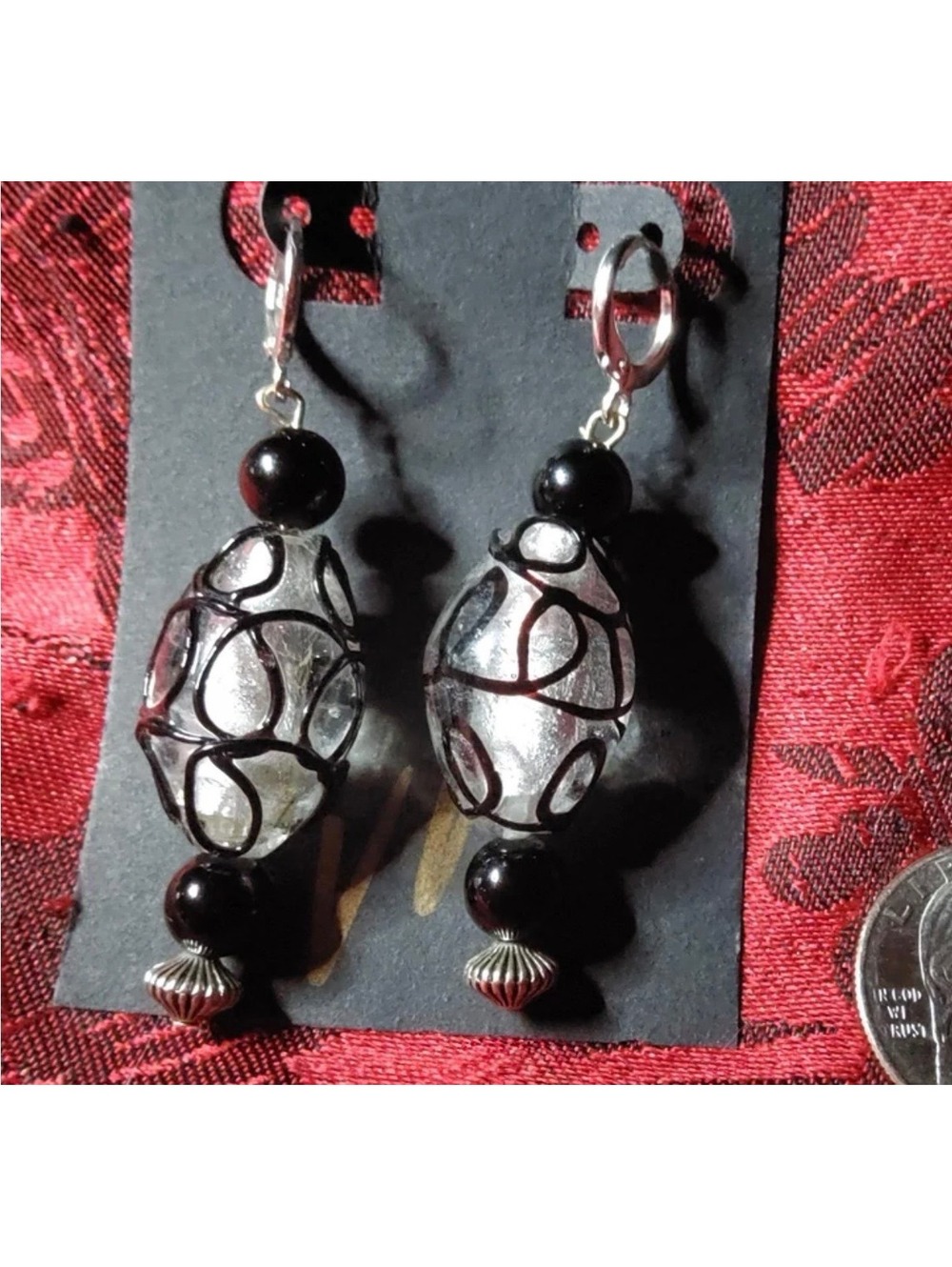 Oblong Glass Earrings - Picture 2 of 2